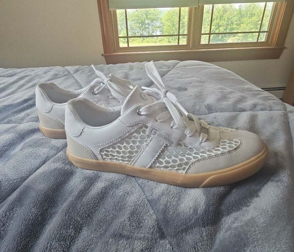 Guess Limpia White Mesh and Suede Lace-Up Sneakers